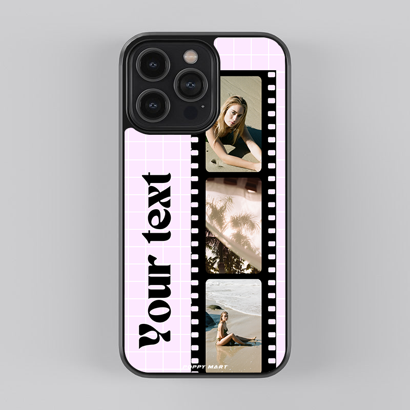Portable Memory Keeper! "Personalized flim Photo Phone Case with pink patterned background "