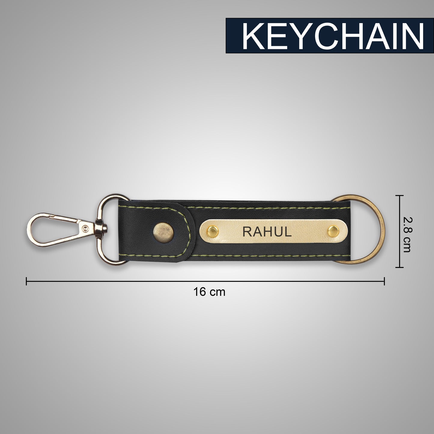 Black Personalized Leather Wallet & Keychain Gift Set
