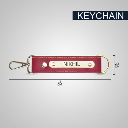 Red Personalized Leather Wallet & Keychain Gift Set